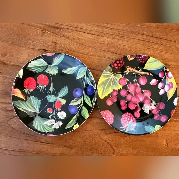 Set of 2 black, green, and multicolor Limoges porcelain Philippe Deshoulières - Picture 1 of 7